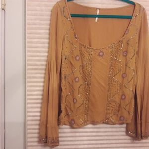 FREE PEOPLE beaded shirt, size M